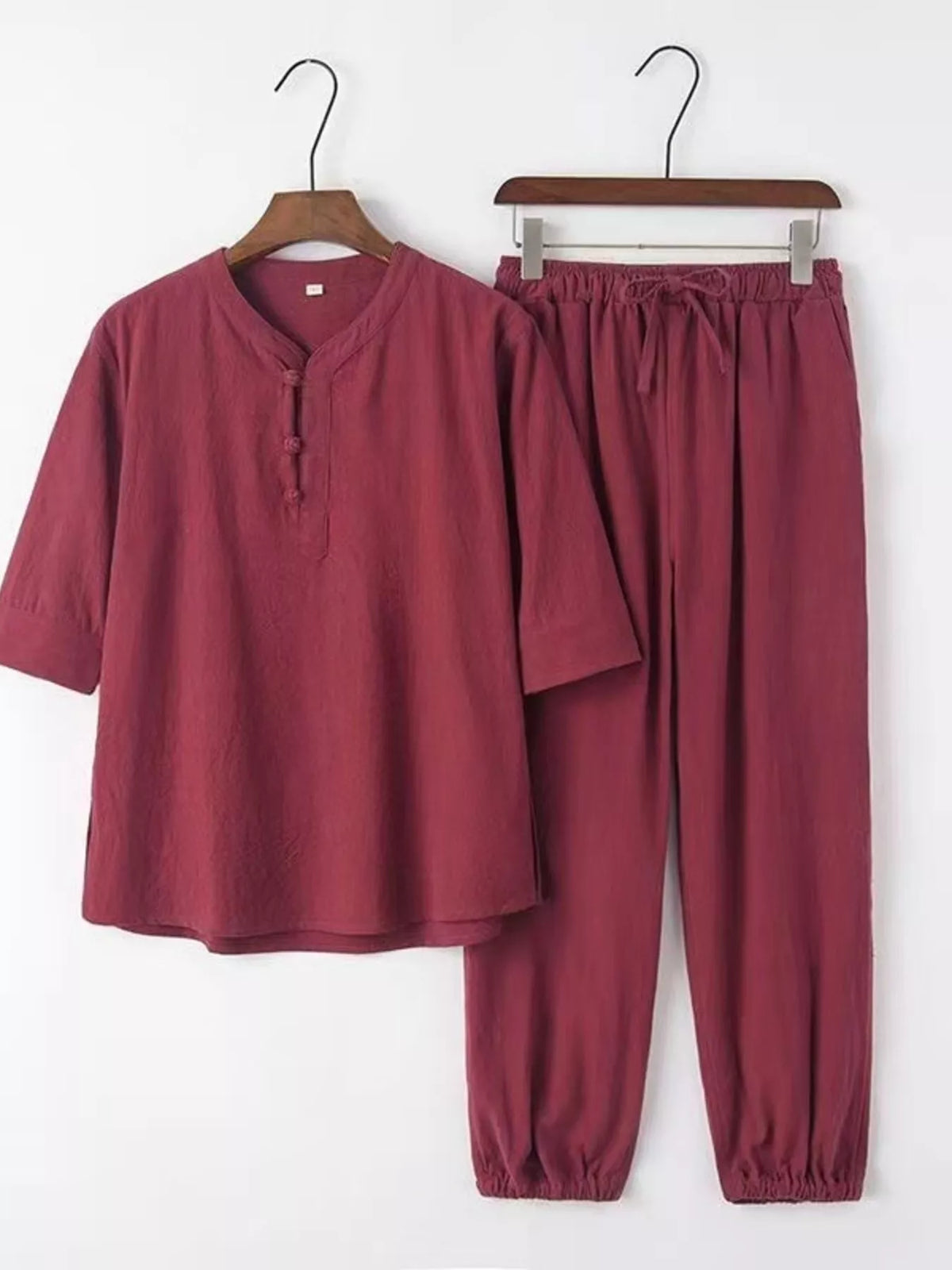Men's Plus Size 3/4 Sleeve Top and Pants Set - Lilixa.store