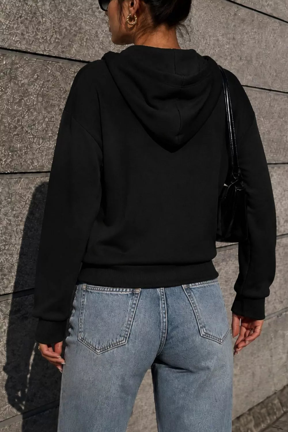 Half Snap Kangaroo Pocket Hoodie