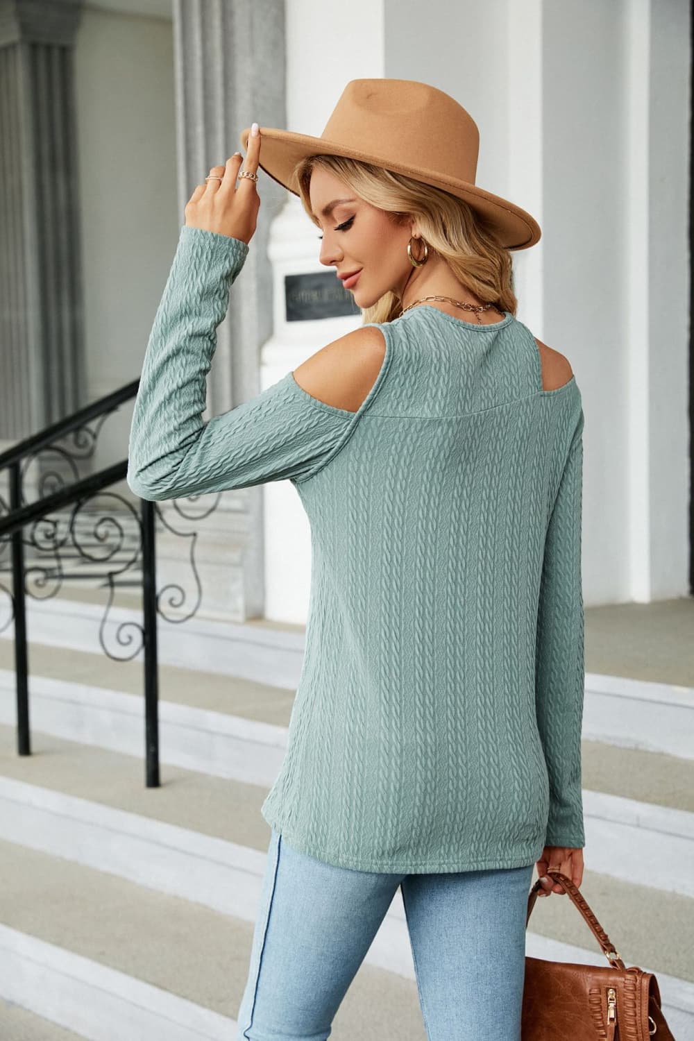 Dropped Shoulder Long Sleeve Blouse, view 4