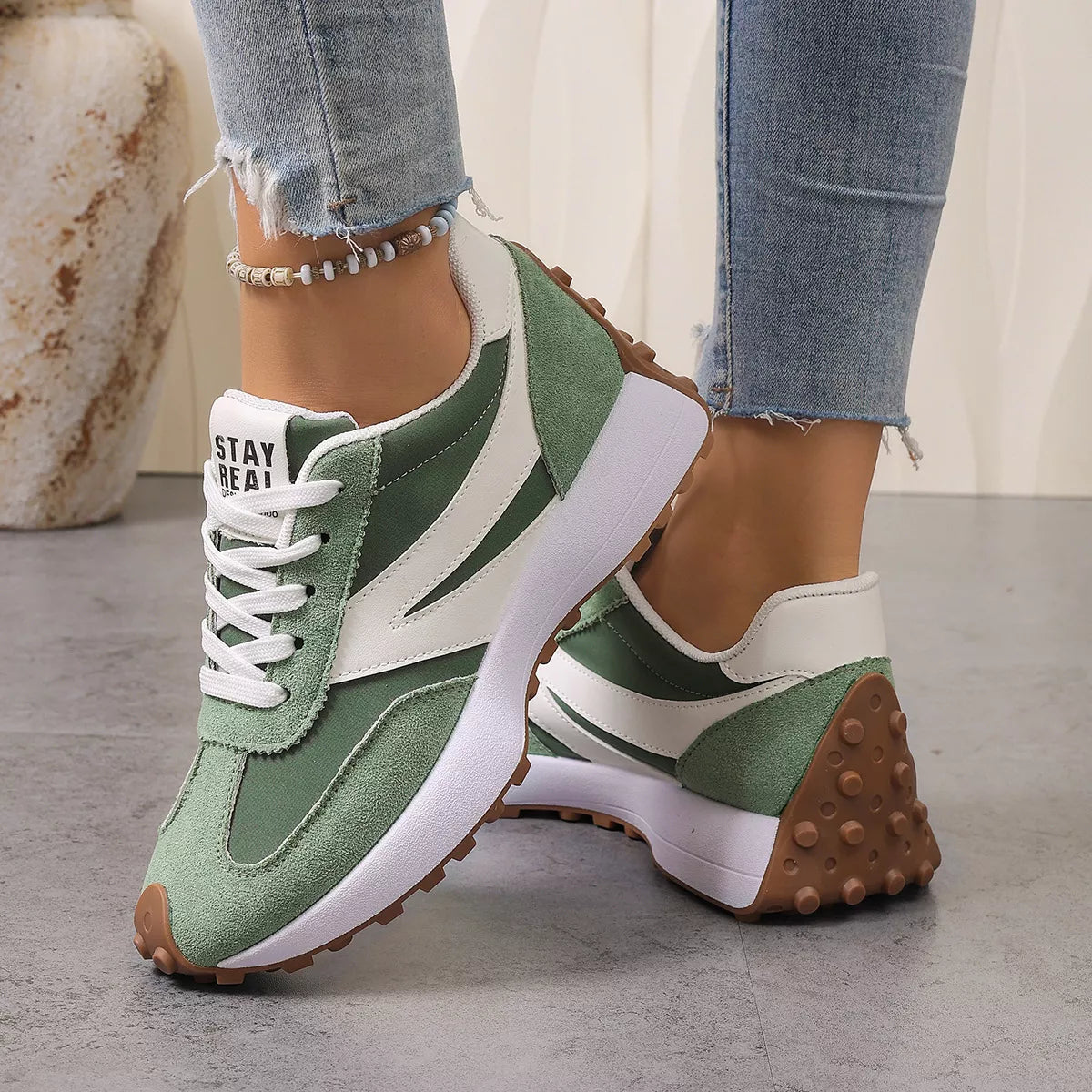 Color‑Blocked Platform Casual Sneakers - Lilixa.store