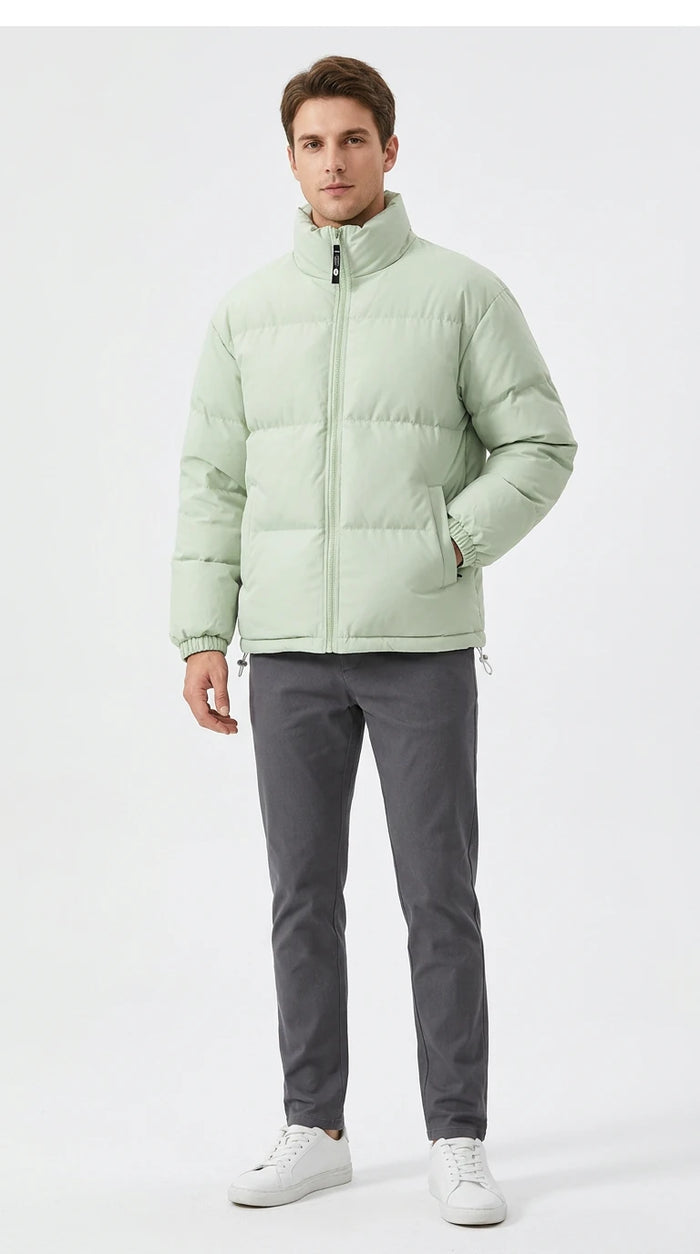 Men's Full Size Padded Zip Up Puffer Jacket Plus Size in Light Green