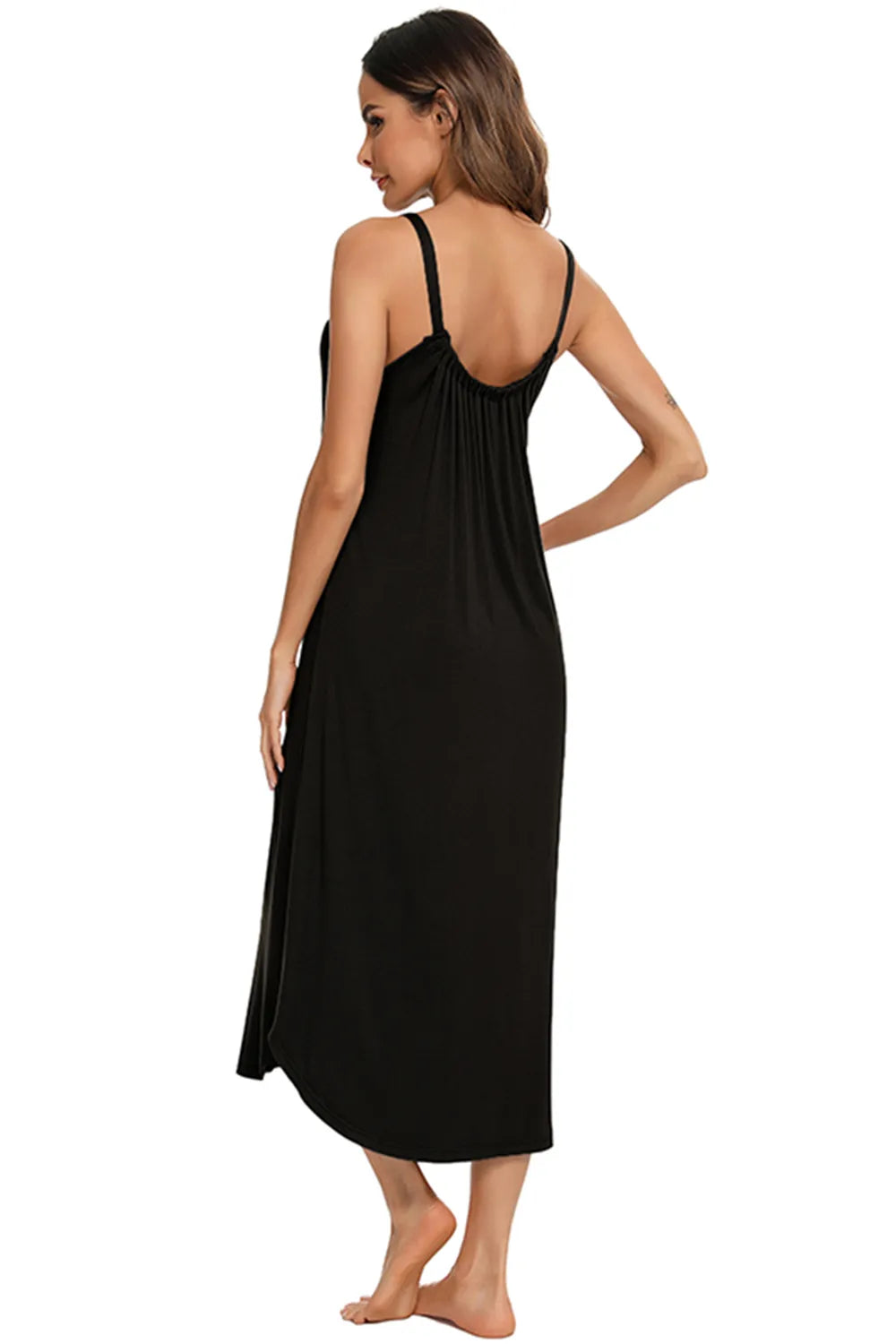 V-Neck Midi Lounge Dress - Lilixa.store