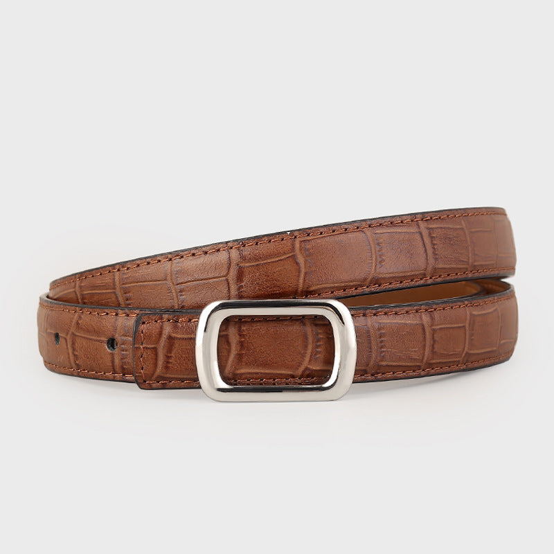 Crocodile Embossed Leather Belt - Lilixa.store