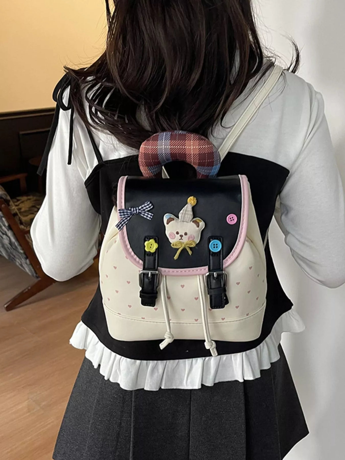 Cartoon Bear Decorated Backpack Bag - Lilixa.store