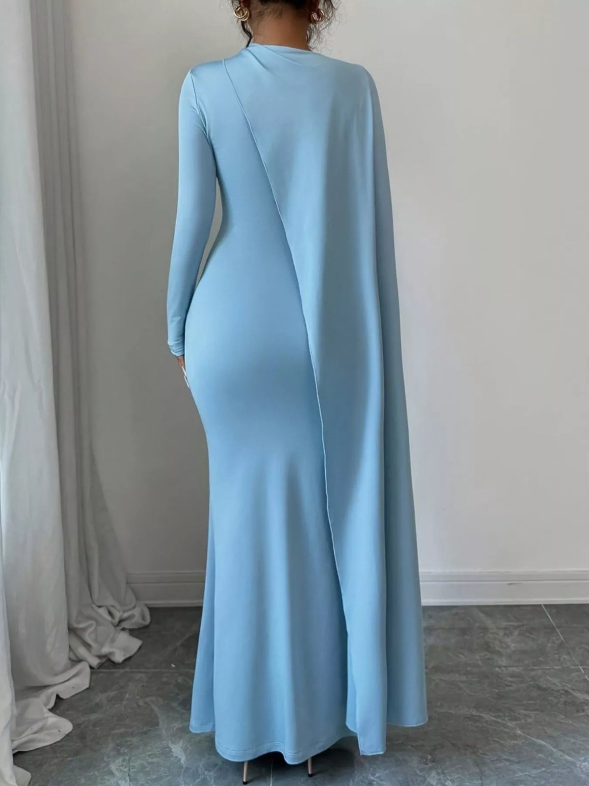 Ruched Long Sleeve Maxi Dress - Lilixa.store