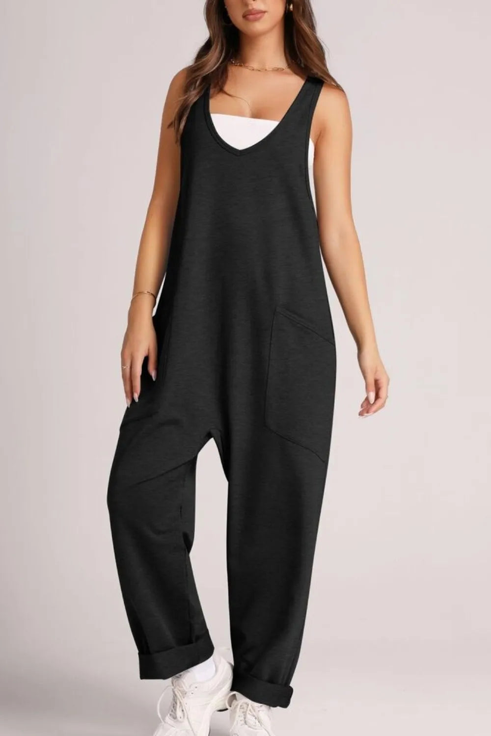 Lovelet Wide Strap Jumpsuit with Pockets - Lilixa.store