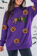 Sequin Pumpkin Spooky Halloween Sweatshirt - Lilixa.store