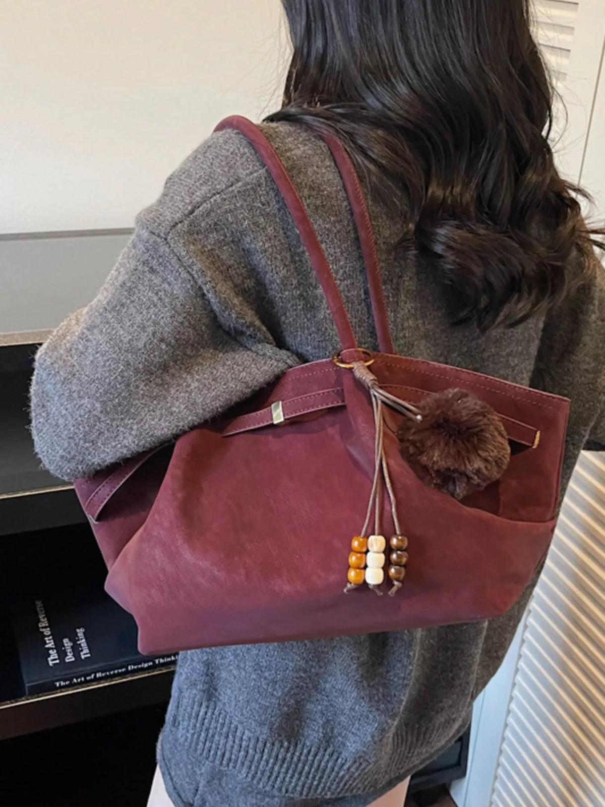 Decorative Tassel and Beads Tote Bag