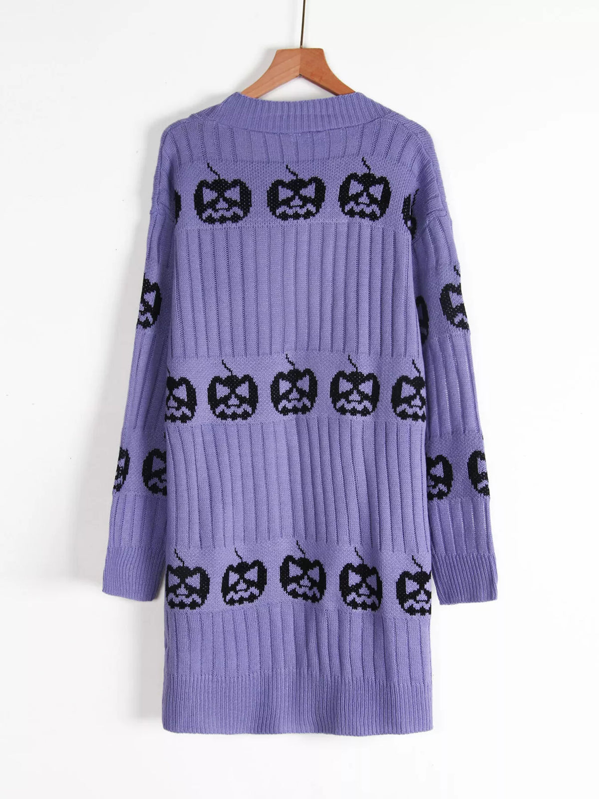 Halloween Pumpkin Open Front Knit Cardigan, view 11