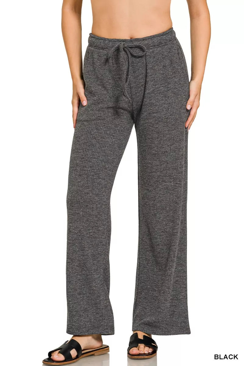 Zenana Ribbed Drawstring Lounge Pants - Lilixa.store