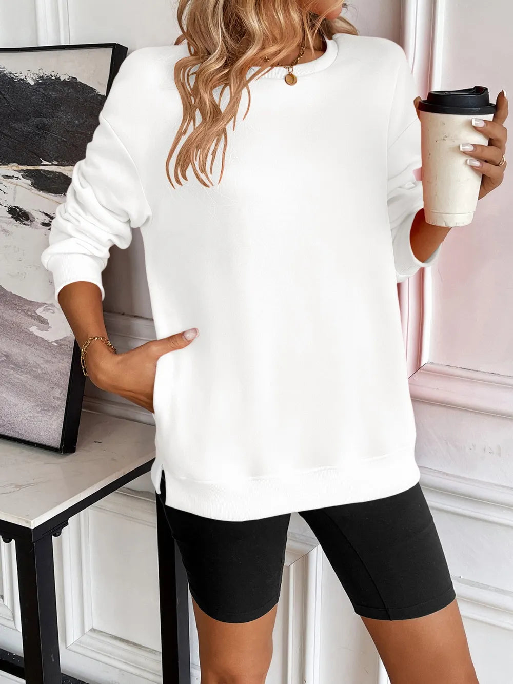Ivy Lane Round Neck Long Sleeve Sweatshirt - Lilixa.store