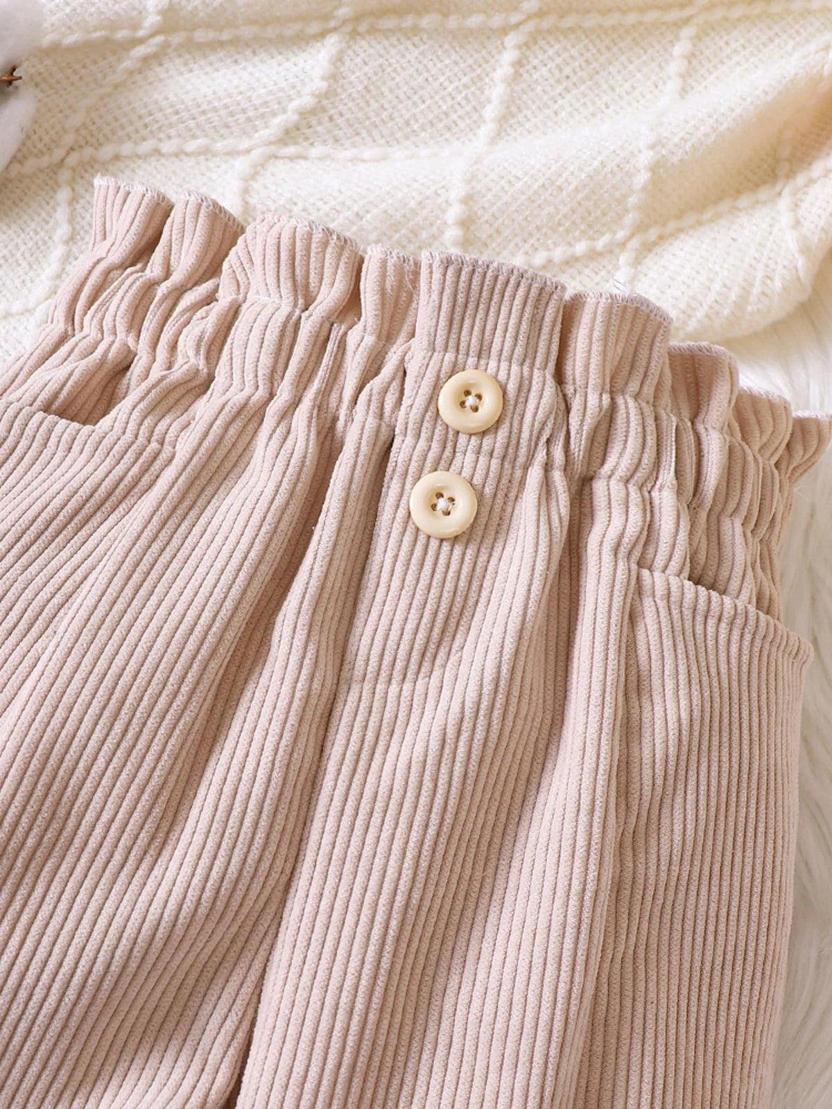 Children's Ruffled Hem Corduroy Pants - Lilixa.store