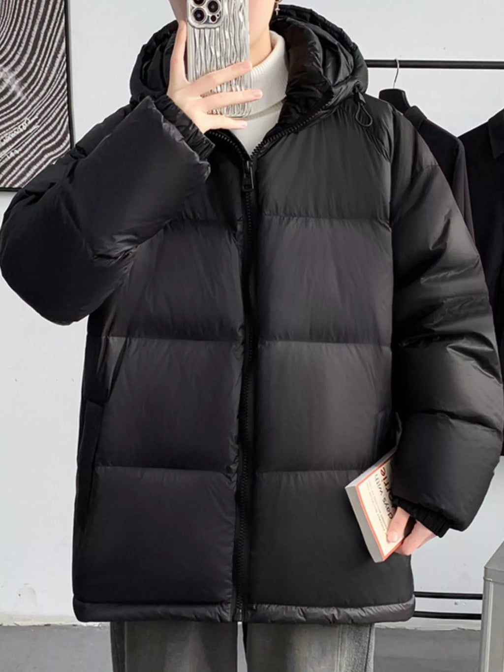 Men's Full Size Warm Padded Hooded Puffer Jacket Plus Size, view 2