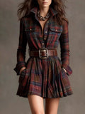Plaid Long Sleeve Shirt Dress – image 1 | Lilixa Spooky Season