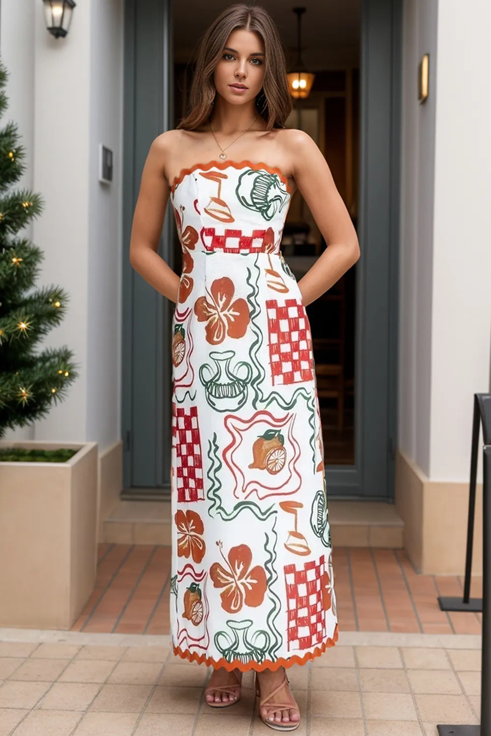 Printed Tube Maxi Dress - Lilixa.store