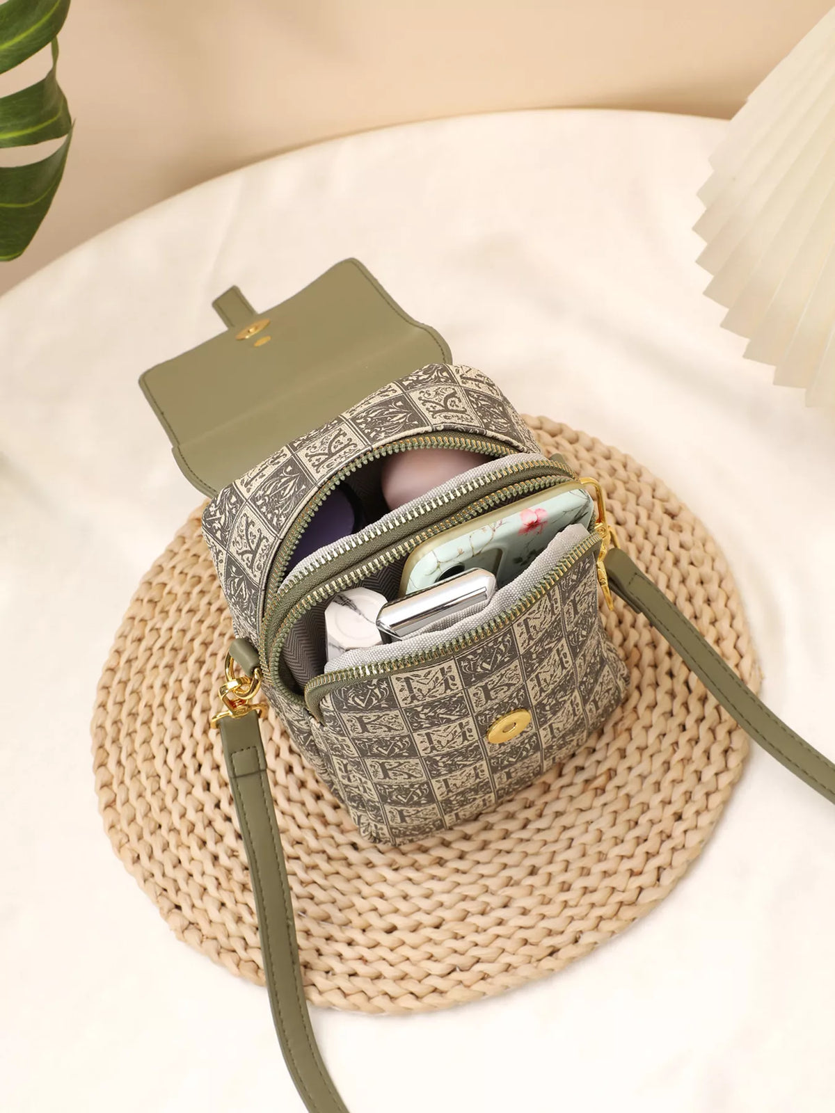 Printed Flap Crossbody Bag