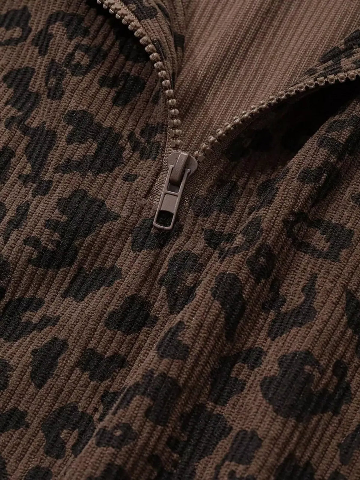 Leopard Print Quarter-Zip Sweatshirt - Lilixa.store