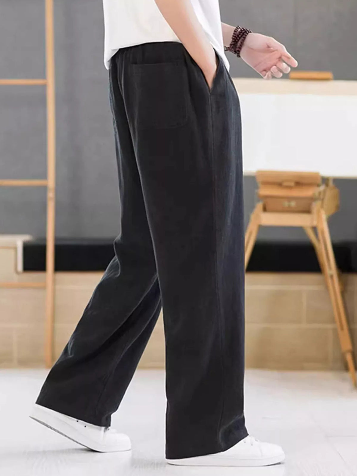 Men's Plus Size Casual Drawstring Pants, view 4