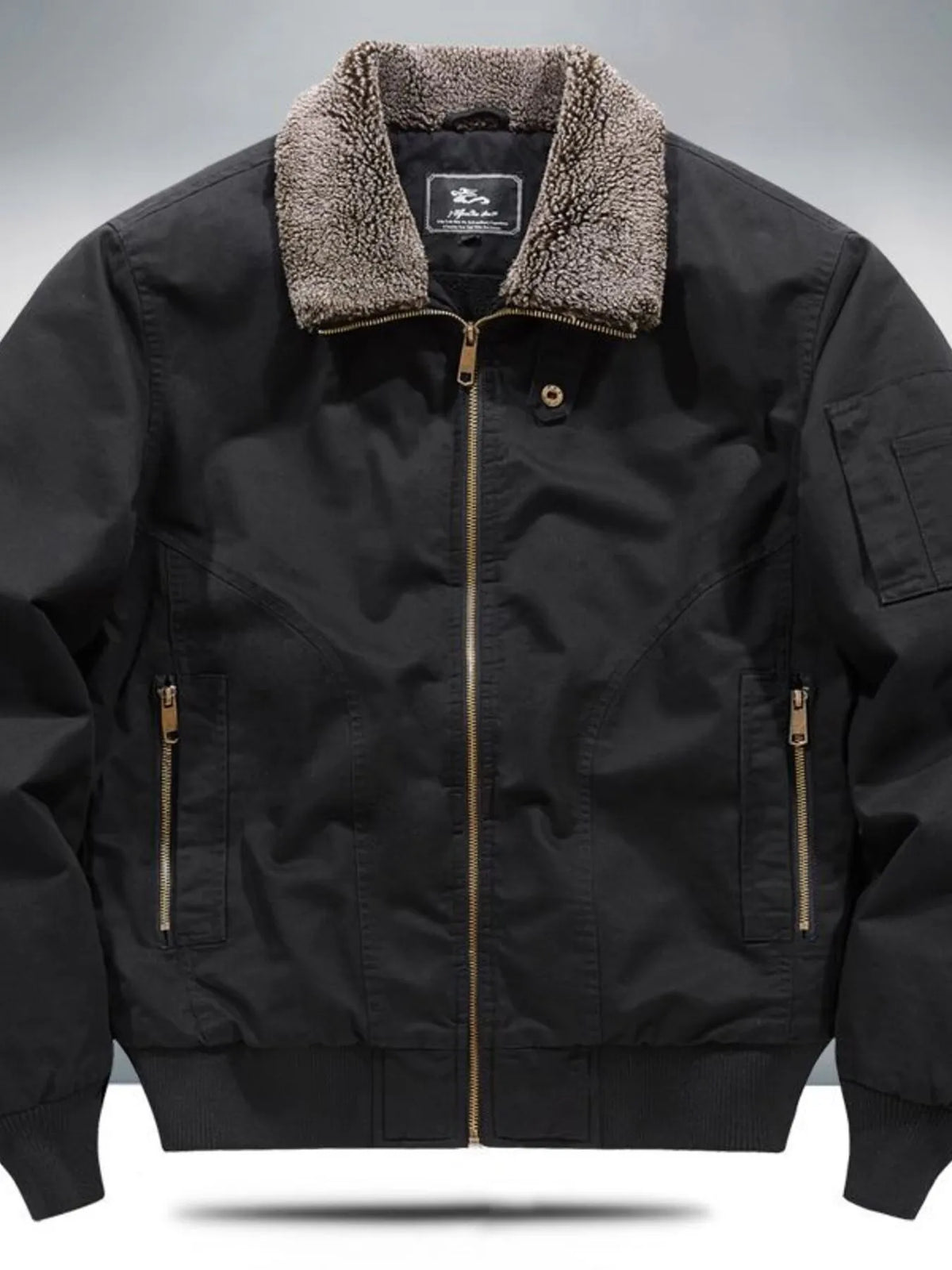 Men's Plus Size Sherpa Lined Zip Up Jacket - Lilixa.store