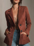 Button Up Lapel Collar Blazer - Lilixa.store