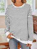 Lovelet Striped Round Neck Long Sleeve Sweatshirt - Lilixa.store