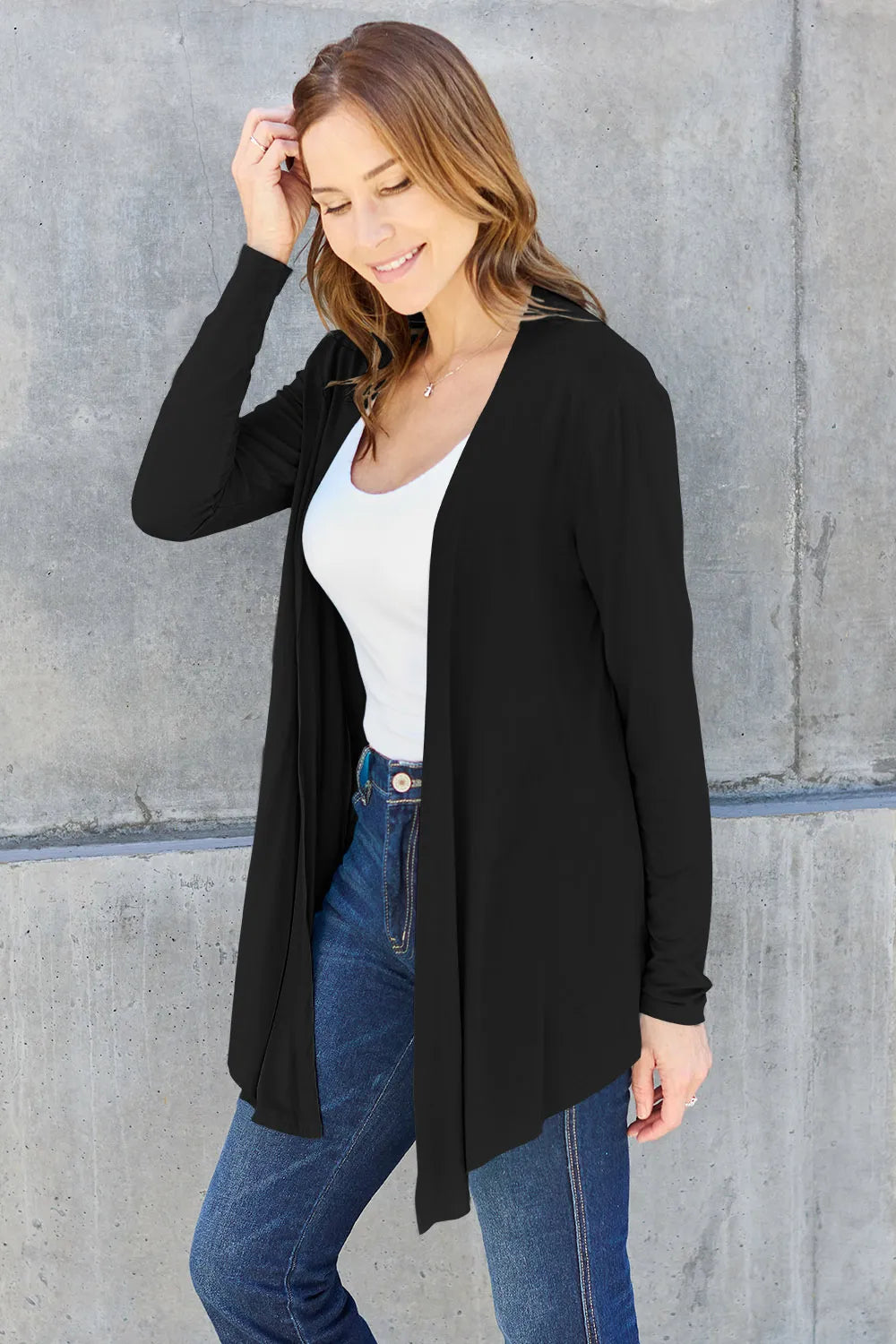 Basic Bae Full Size Open Front Long Sleeve Cardigan - Lilixa.store