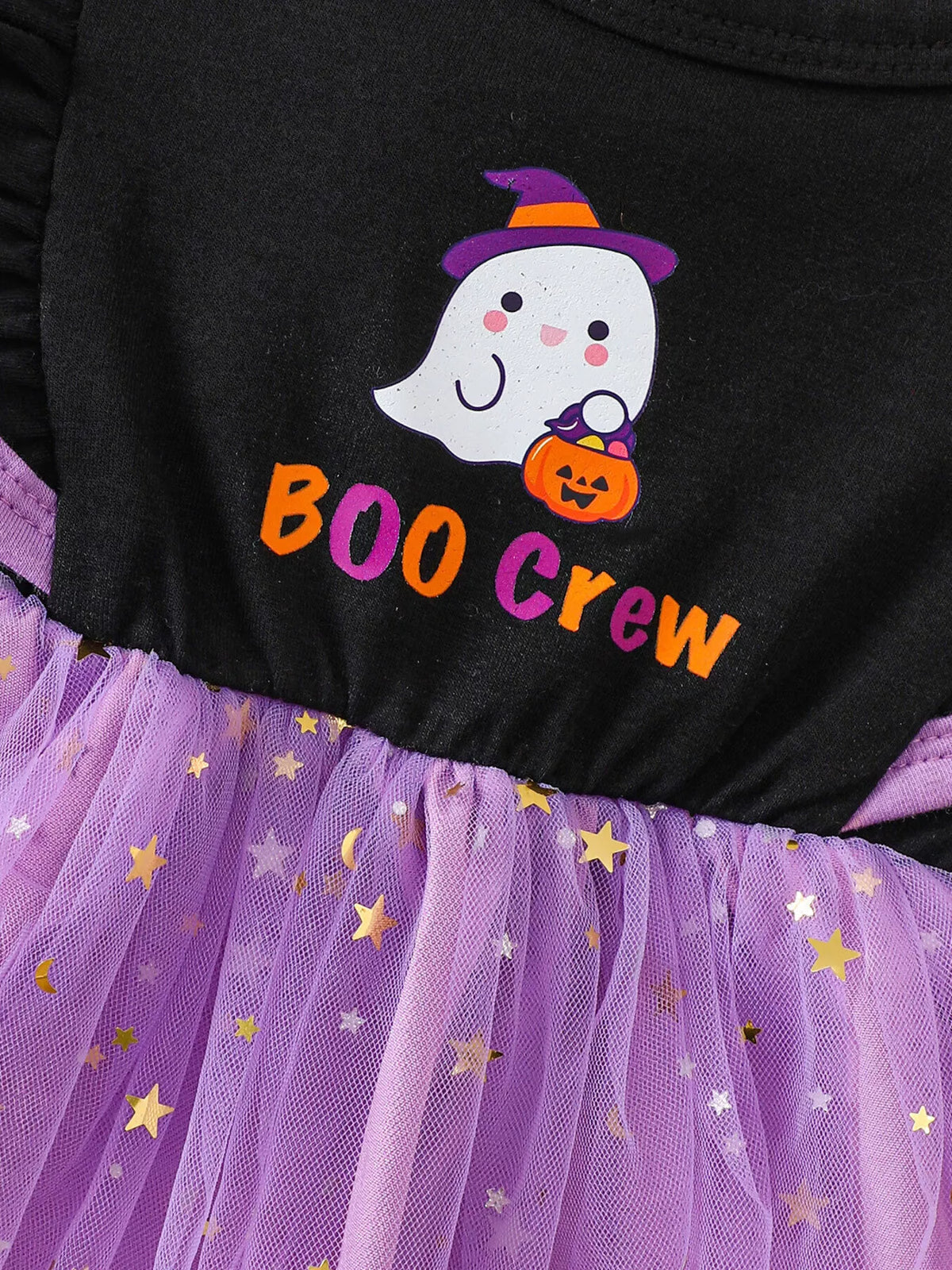Children's Halloween 'BOO Crew' Ghost Graphic Tulle Tutu Dress - Lilixa.store