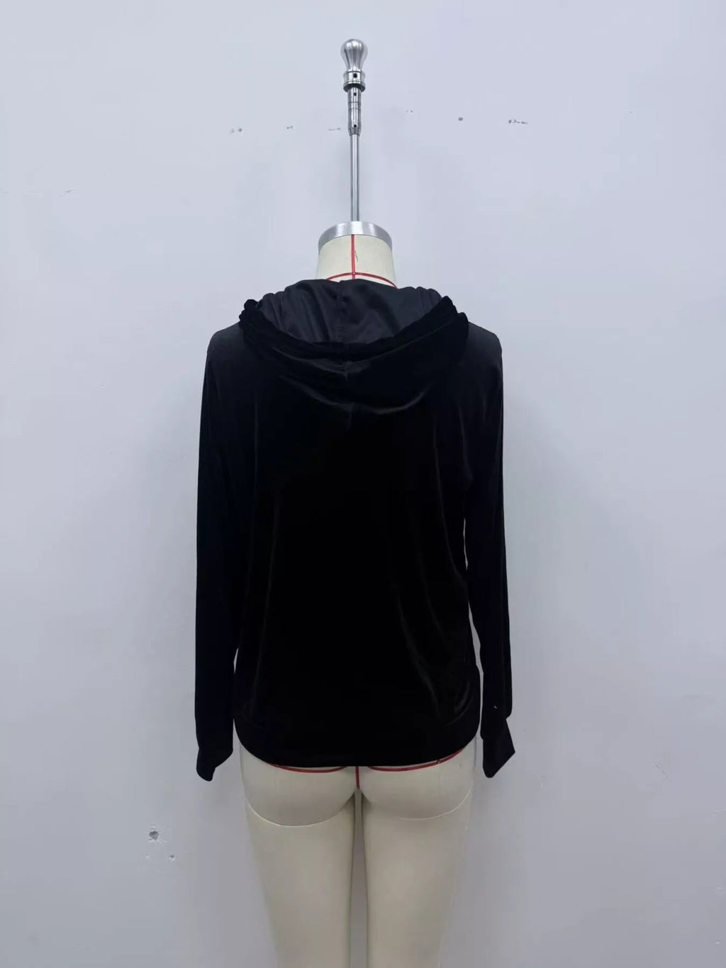 Full Size Velvet Kangaroo Pocket Hoodie Plus Size - Lilixa.store