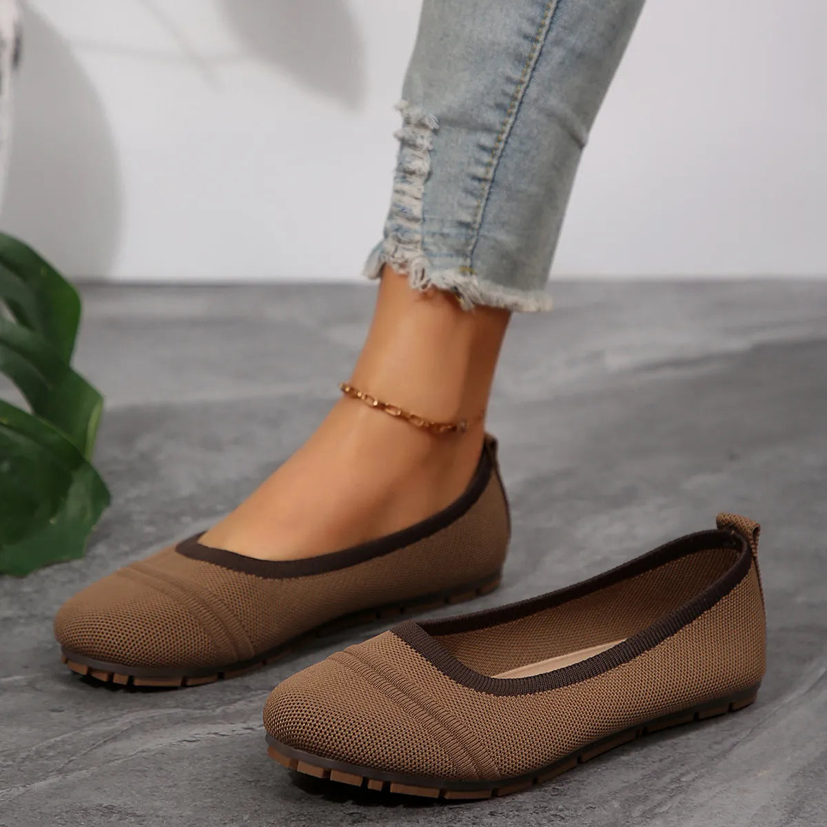 Mesh Round Toe Flat Slip-Ons, view 6