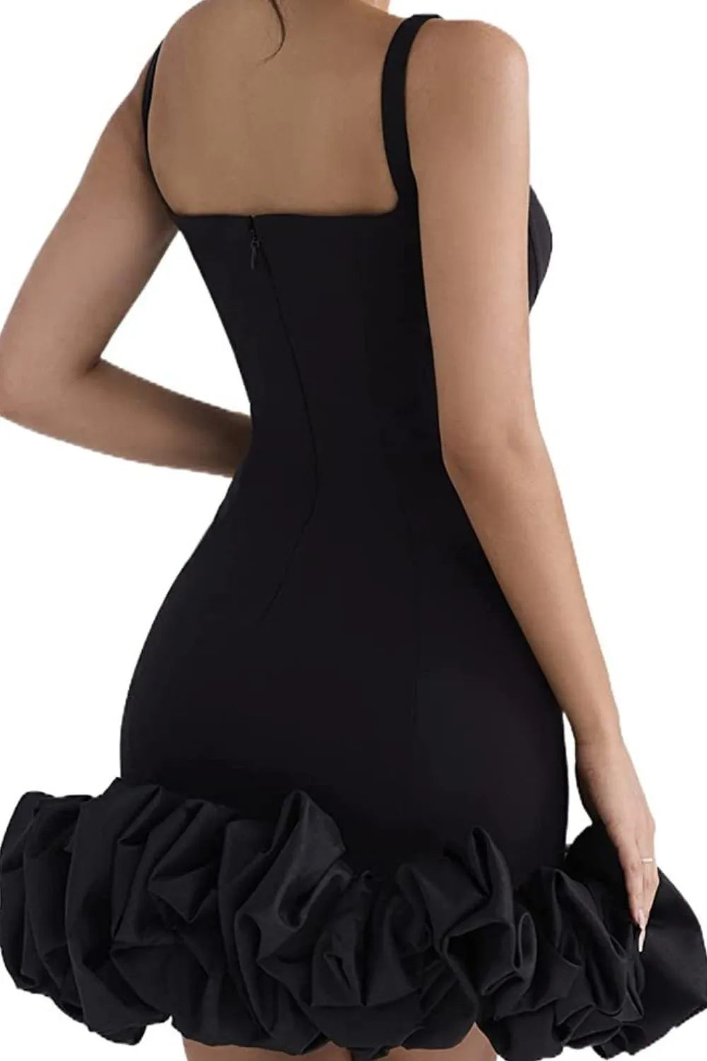 Ruched Square Neck Sleeve Mini Dress - Lilixa.store