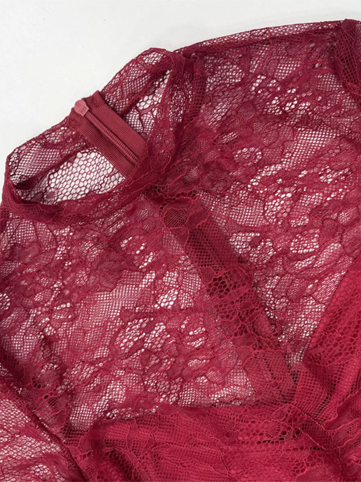 Lace Sheer Mock Neck Long Sleeve Maxi Dress - Lilixa.store