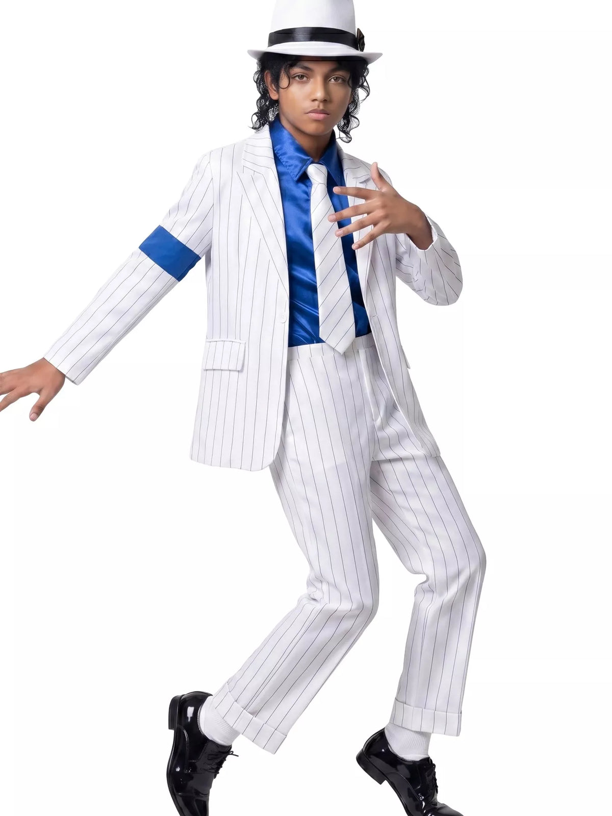 Children's Halloween Striped Suit Costume 5 Piece Set with Shirt and Fedora & Tie - Lilixa.store