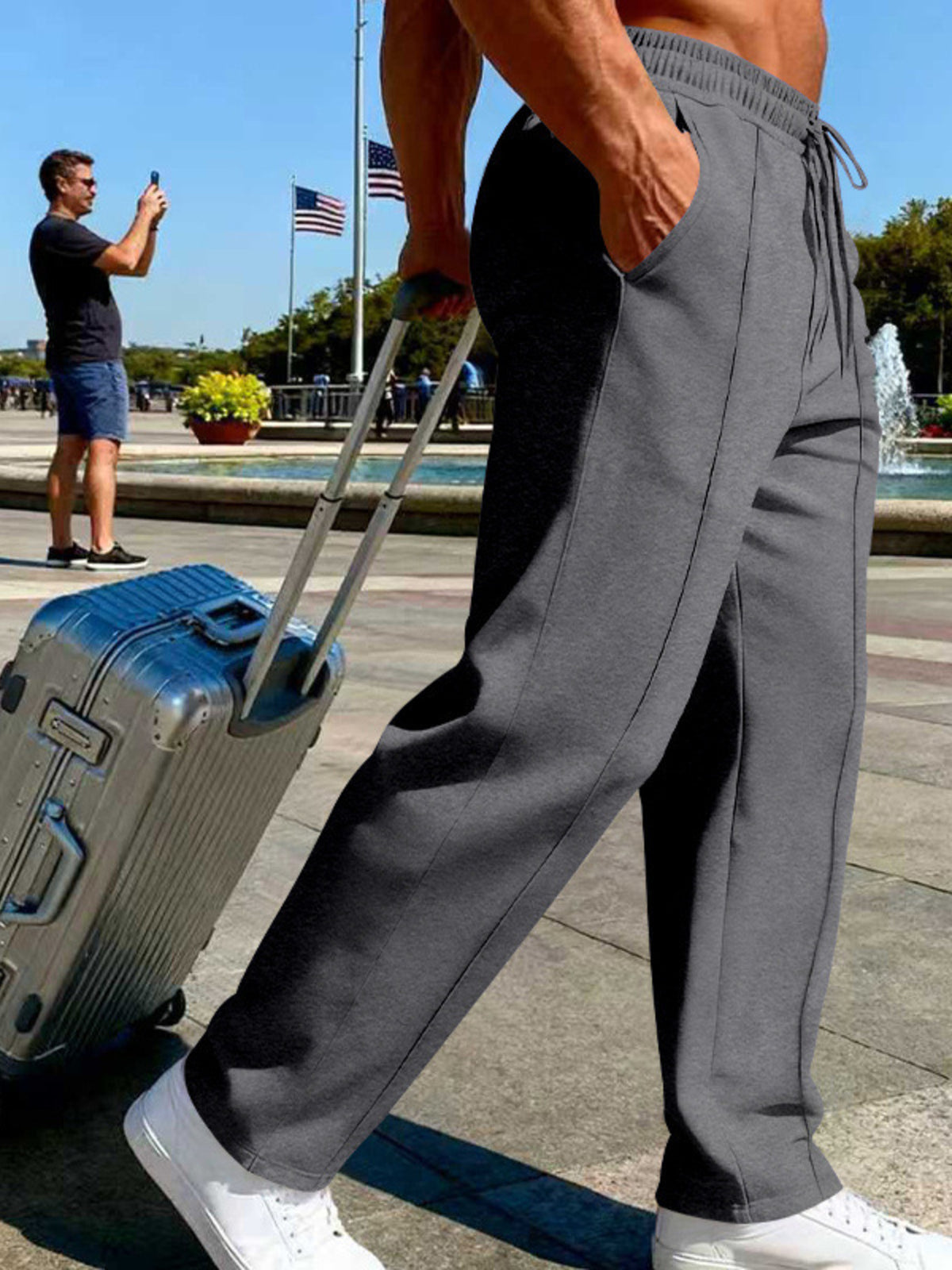 Men's Full Size Drawstring Wide Leg Pants Plus Size