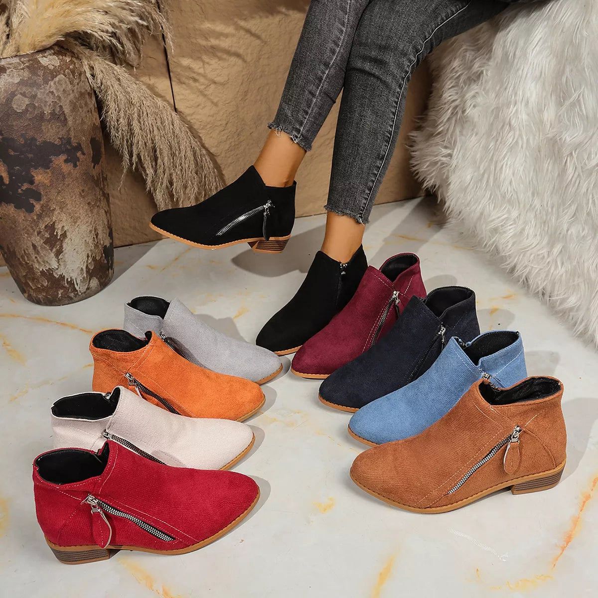 Point Toe Block Heels Boots - Lilixa.store
