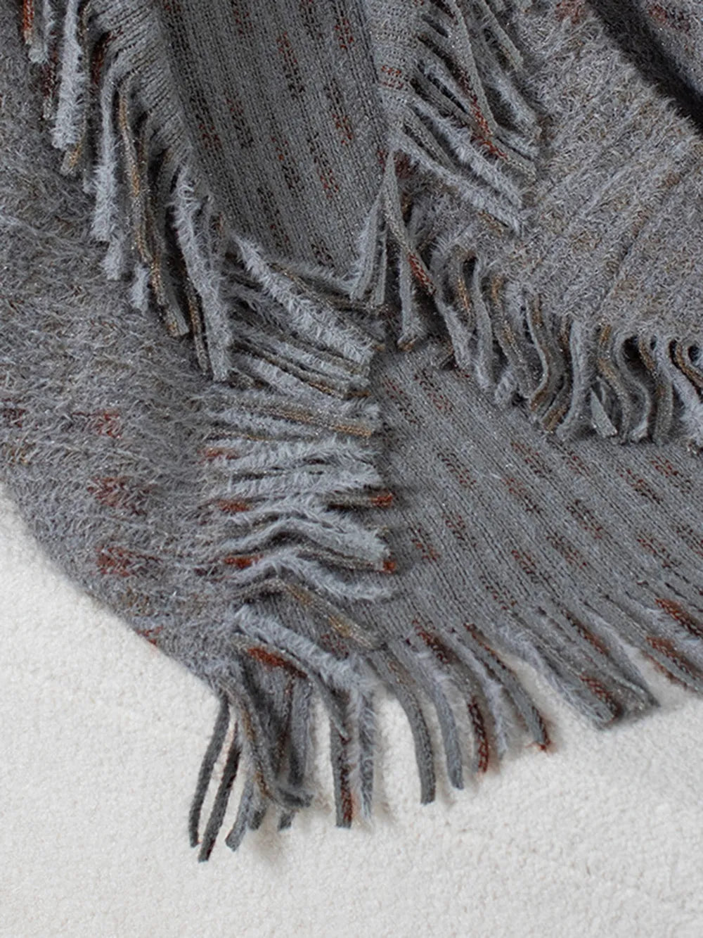 Fringe Open Front Half Sleeve Poncho, view 12