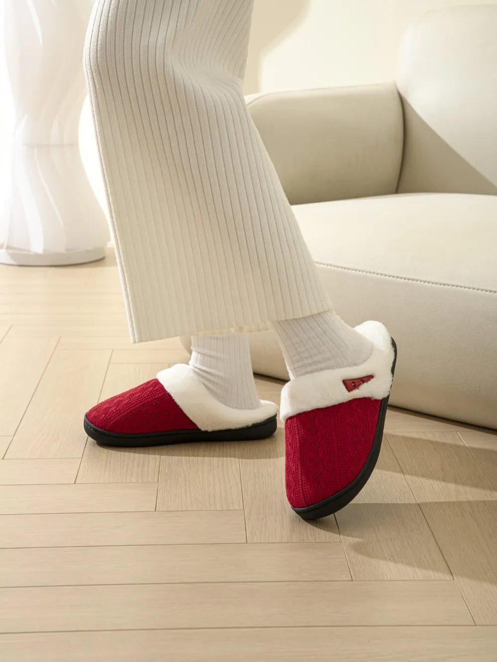 Horn Buckle Furry Texture Flat Slippers - Lilixa.store