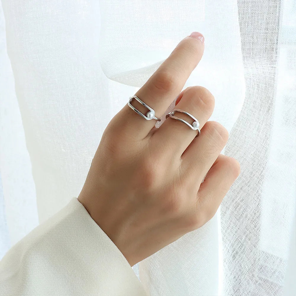 Synthetic Pearl Titanium Steel Ring - Lilixa.store