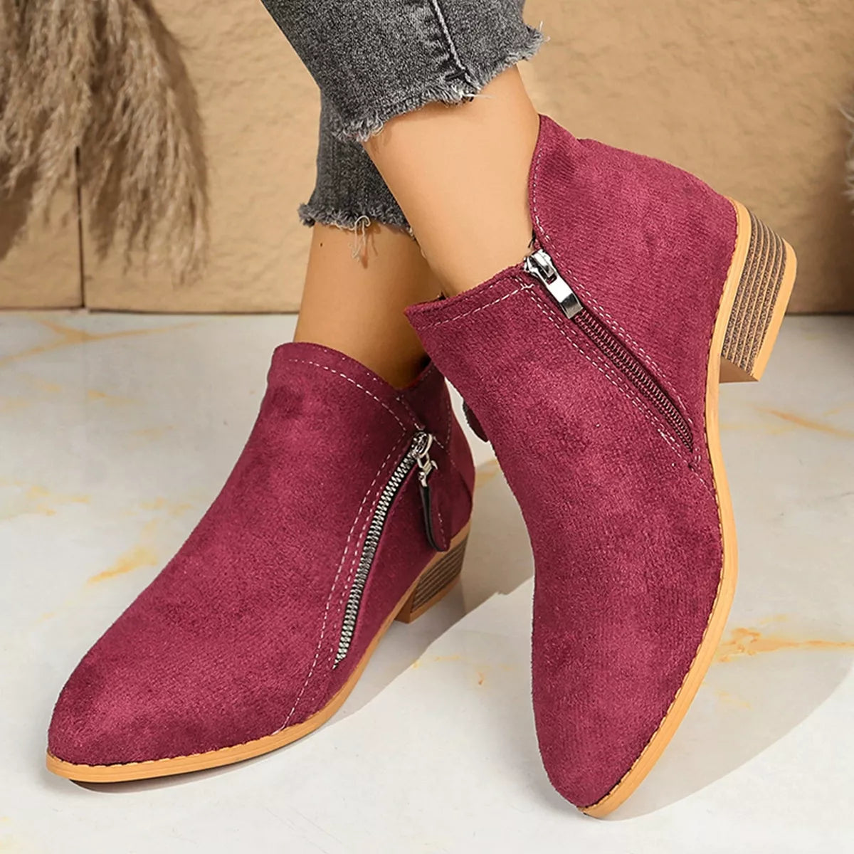 Point Toe Block Heels Boots - Lilixa.store