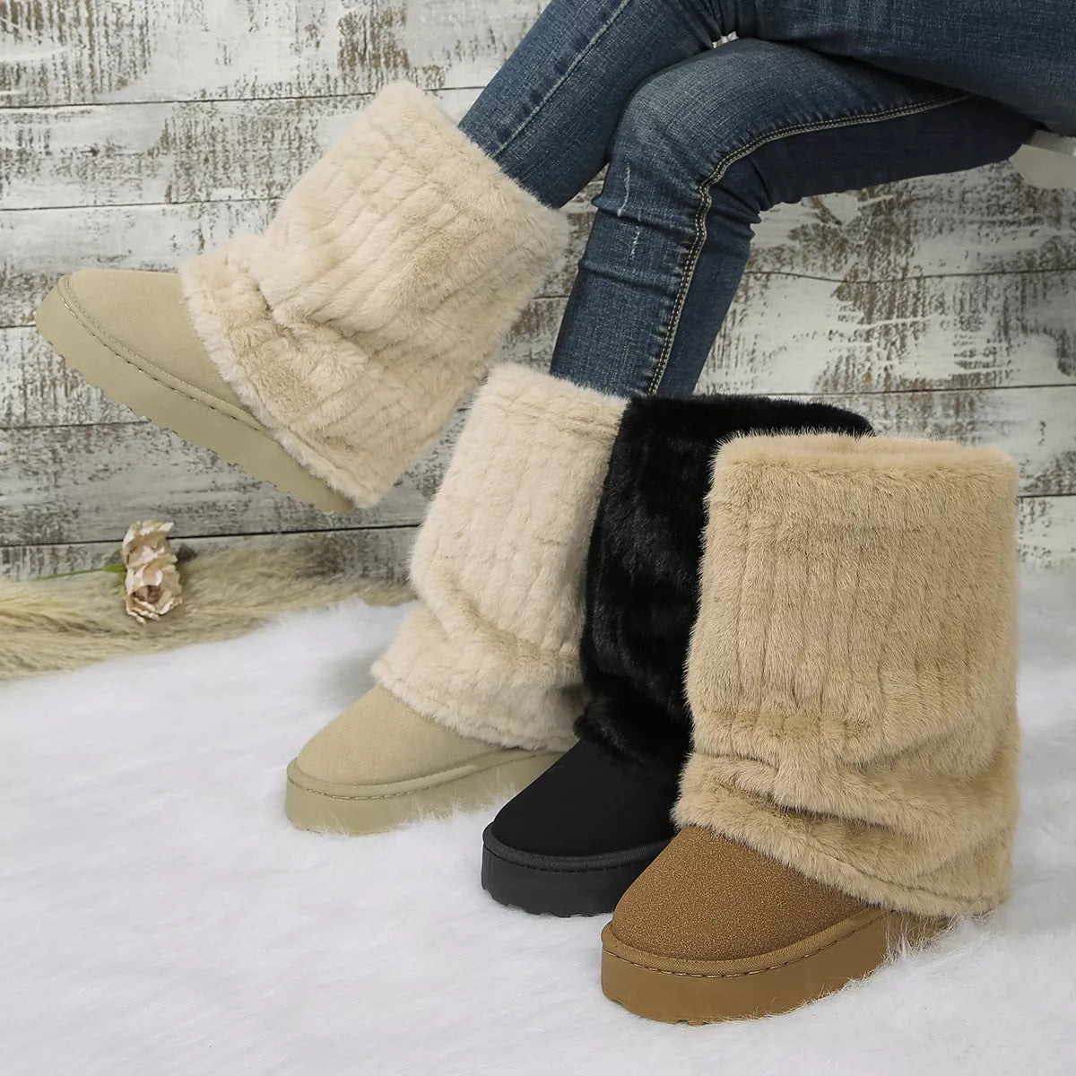 Round Toe Platform Boots