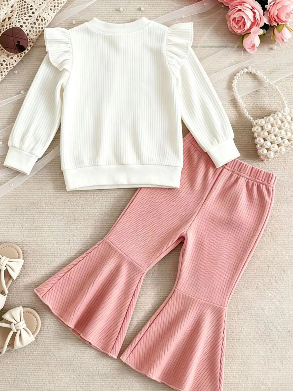 Children's Ruffled Long Sleeve Top and Flare Pants Set - Lilixa.store