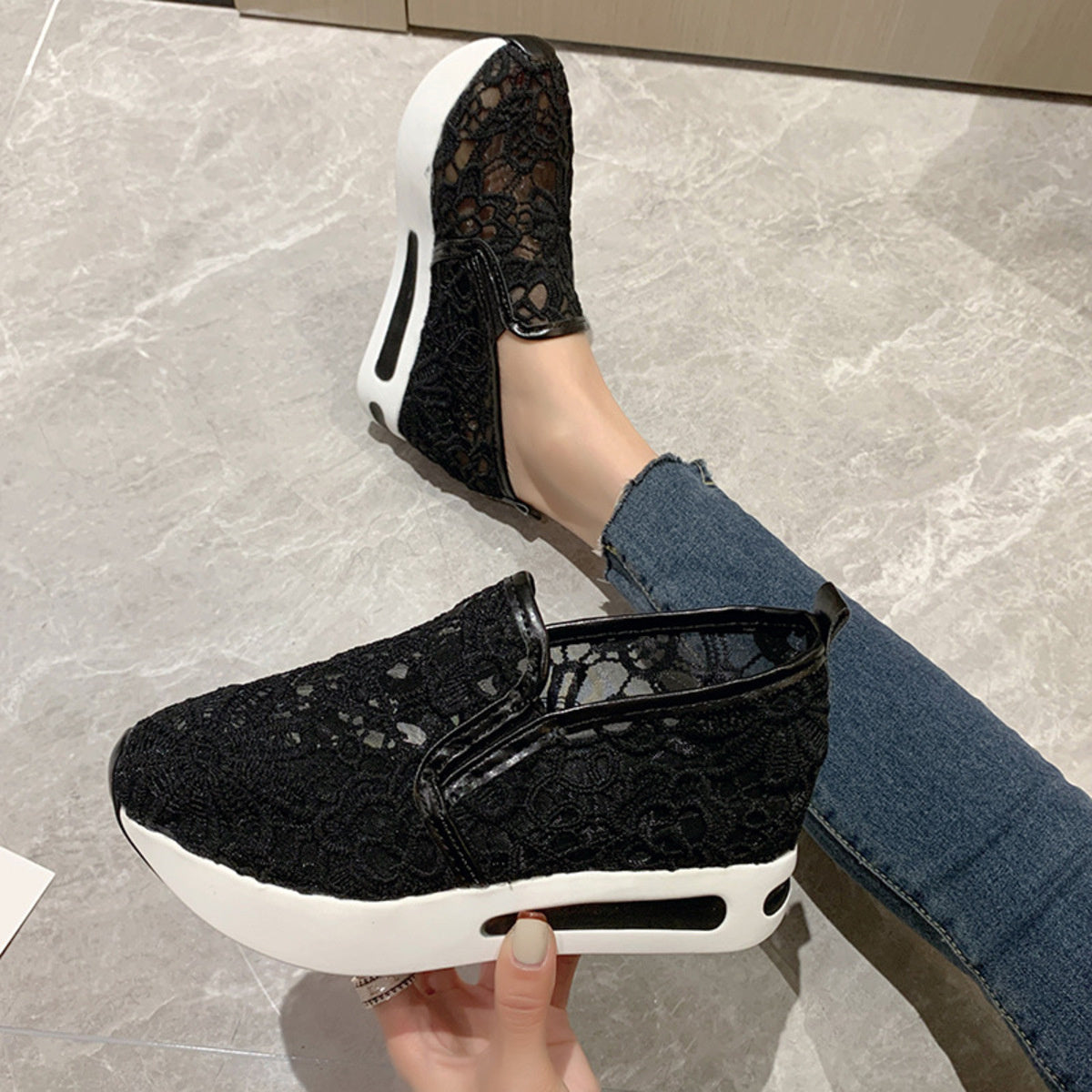 Lace Breathable Platform Slip-On, view 5