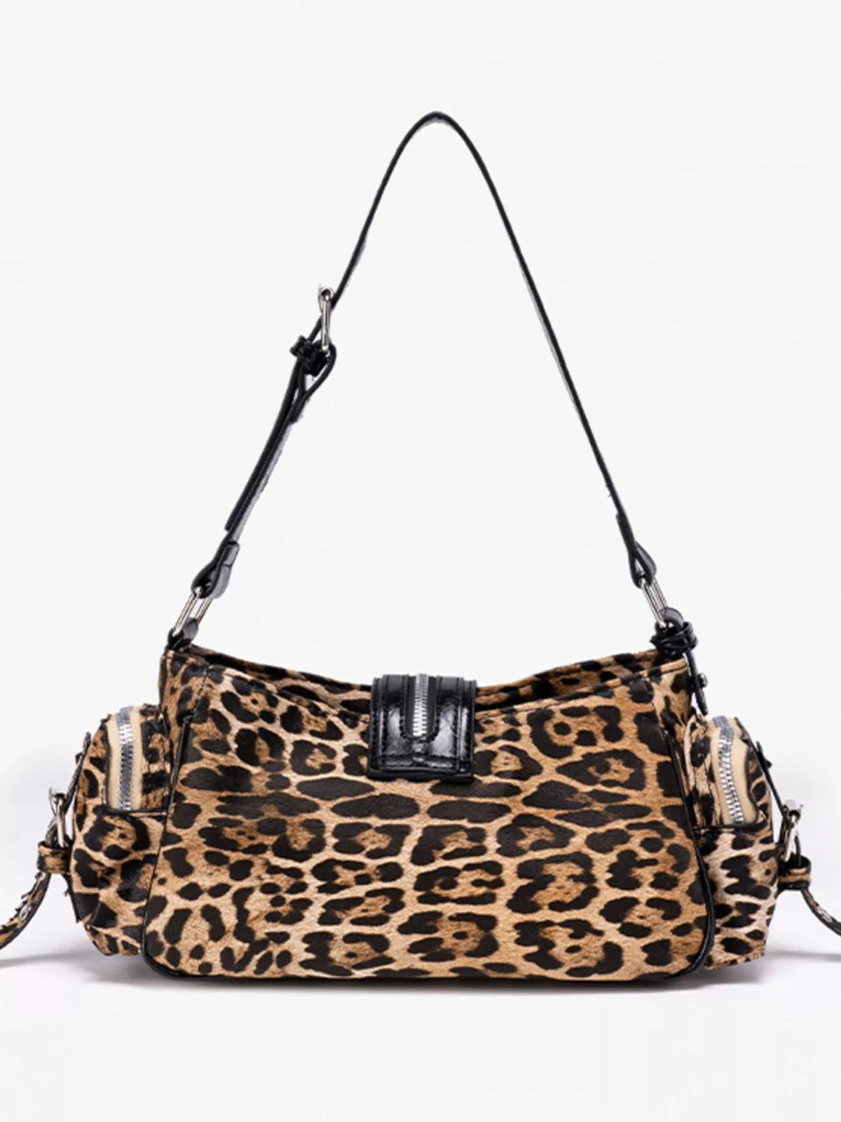 Leopard Print Buckle Shoulder Bag