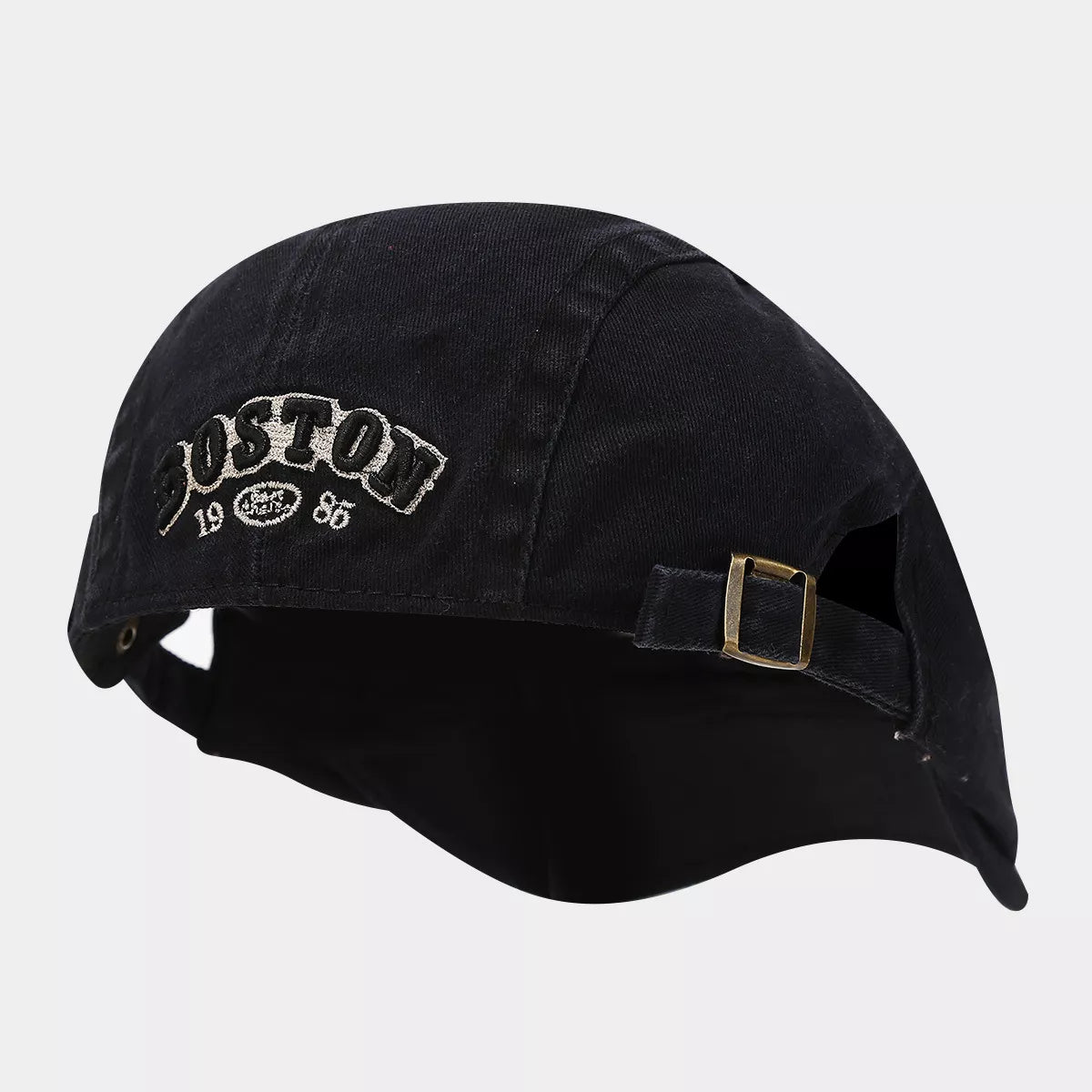 Vintage Boston Embroidered Adjustable Cotton Baseball Cap in Black