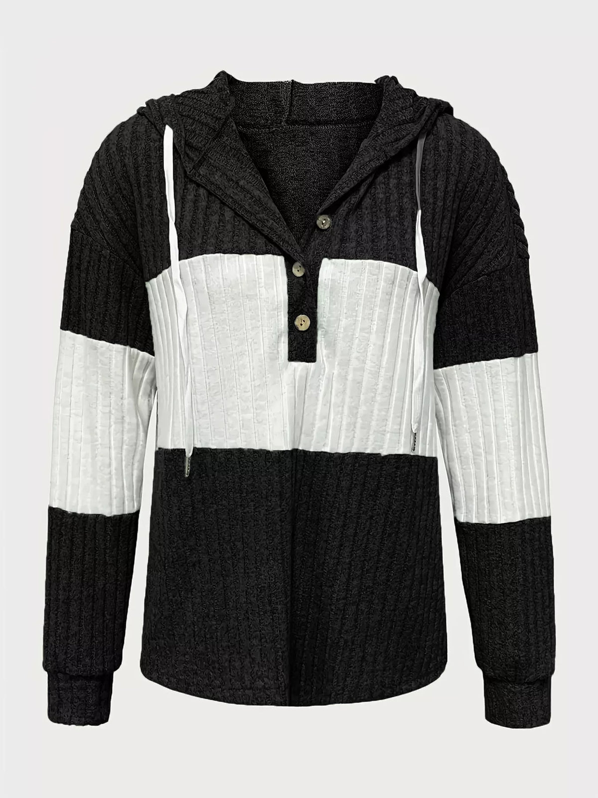 Color Block Drawstring Long Sleeve Hoodie - Lilixa.store