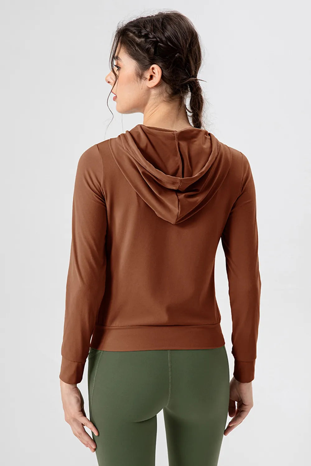 Drawstring Zip Up Hooded Active Outerwear - Lilixa.store