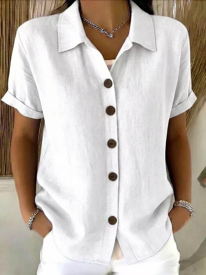 Full Size Button-Down Short Sleeve Shirt Plus Size - Lilixa.store