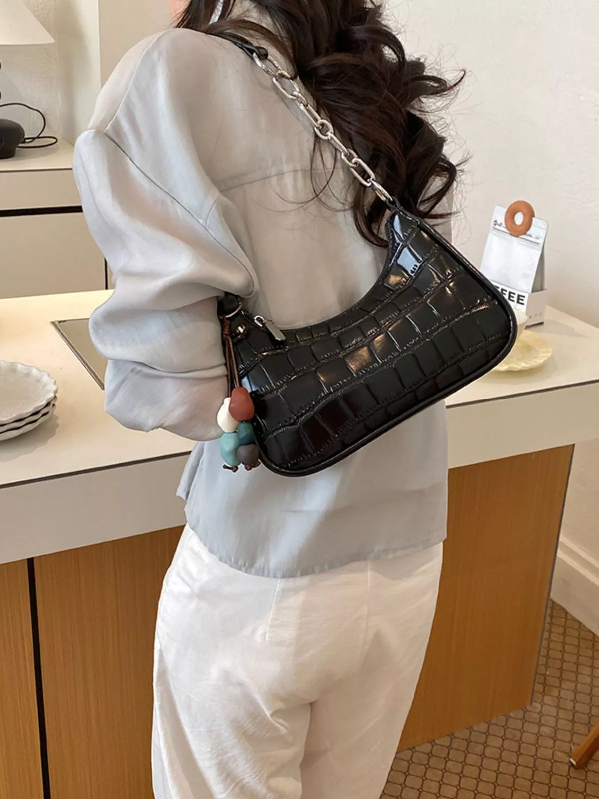 Textured PU Leather Shoulder Bag - Lilixa.store