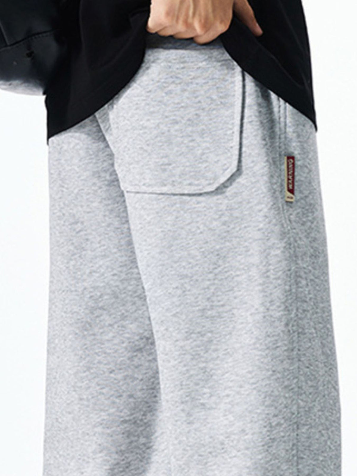 Men's Plus Size Casual Loose-Fit Drawstring Sweatpants in Light Gray, view 5
