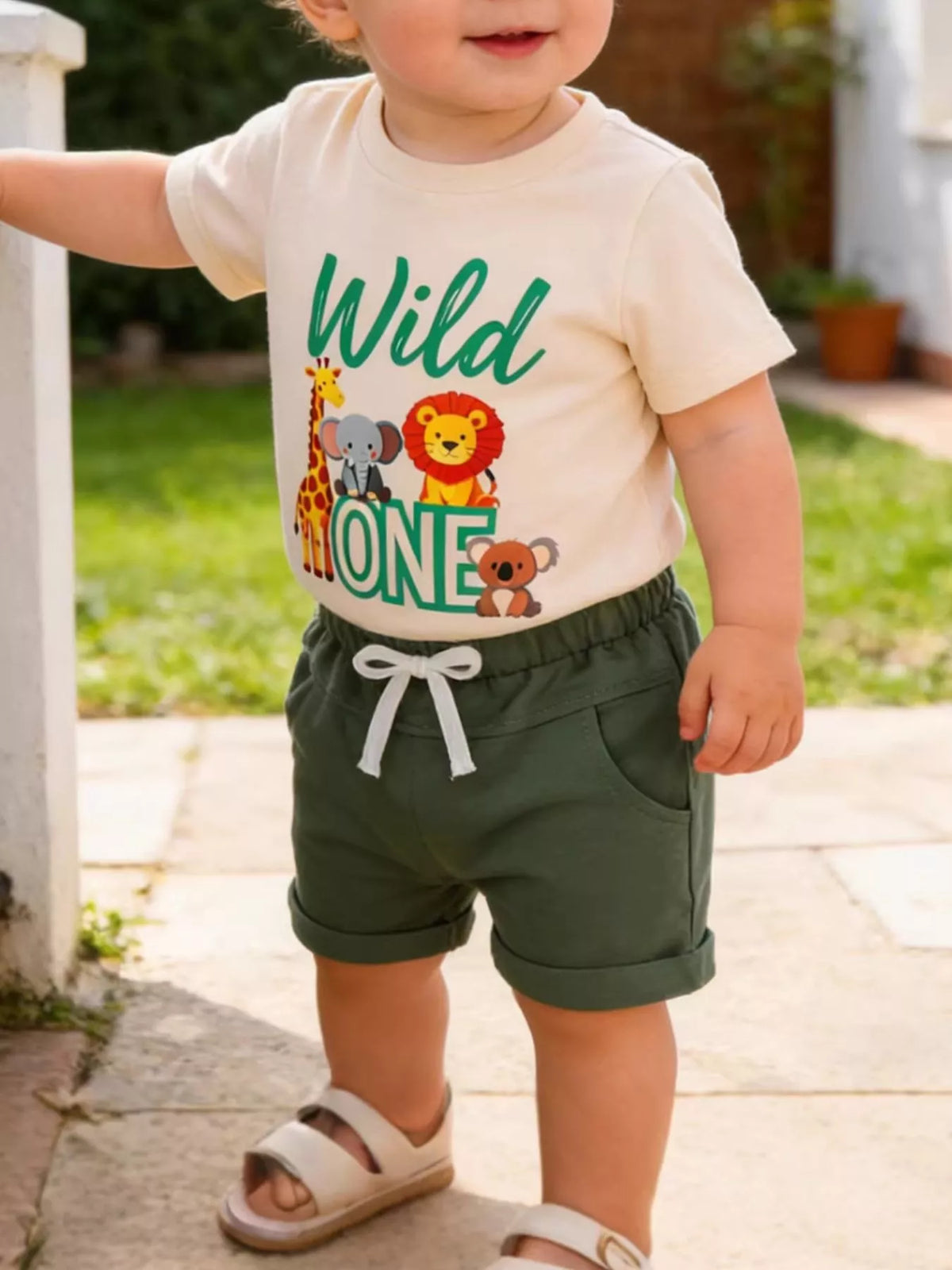 Children's Graphic Round Neck Tee and Shorts Set - Lilixa.store