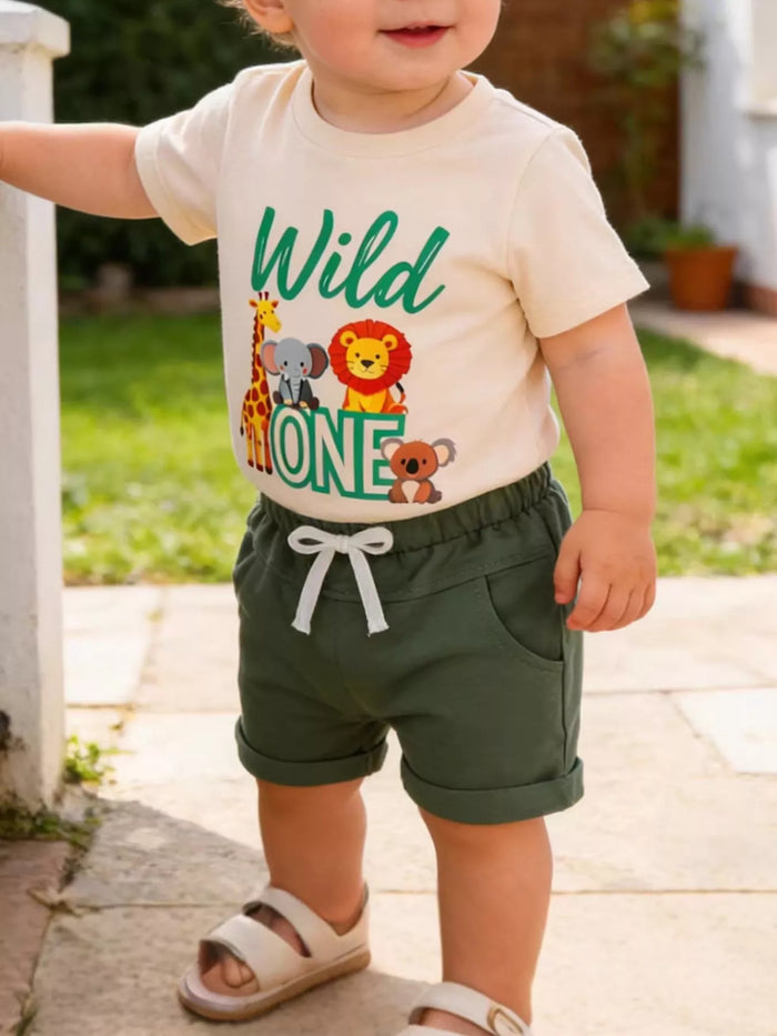 Children's Graphic Round Neck Tee and Shorts Set - Lilixa.store
